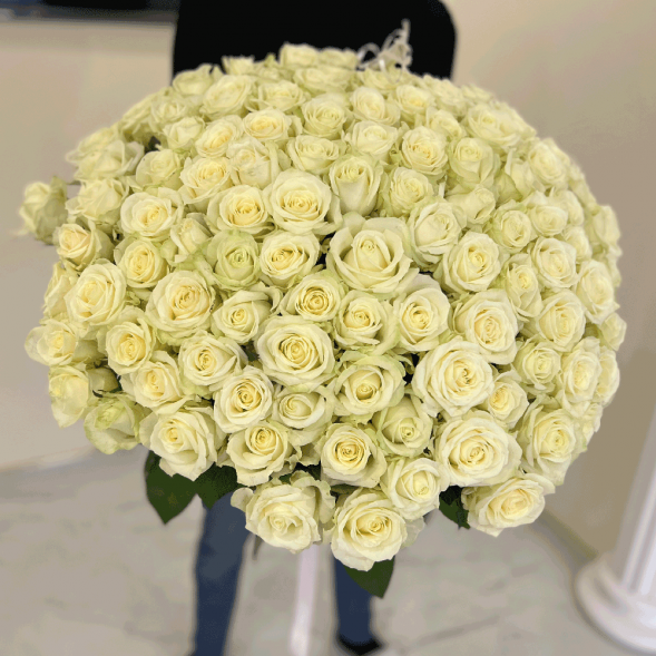 101 белая роза, лента в Феодосии