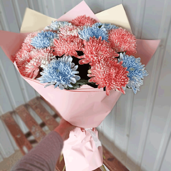 15 одноголовых хризантем микс в Феодосии